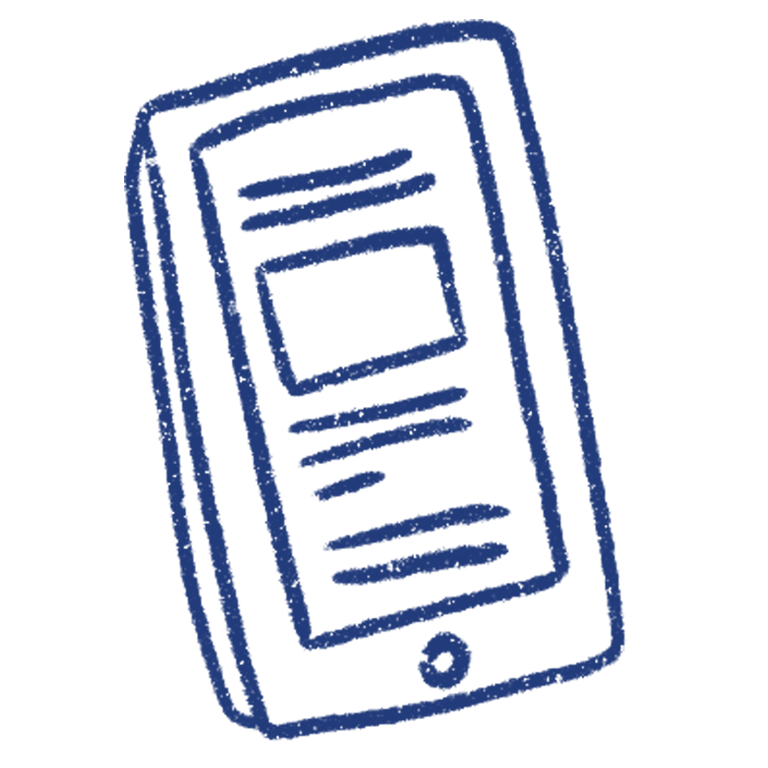 Ilustración de un teléfono móvil en color azul